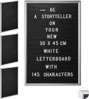 Relaxdays 4x letterbord 30x45 - decoratie - letter board - bord voor letters - zilver