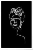 JUNIQE - Poster Frida BW -20x30 /Wit & Zwart