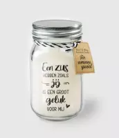 Kaars - Zus - Lichte vanille geur - In glazen pot - In cadeauverpakking met gekleurd lint