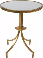 Clayre & Eef Bijzettafel Ø 50*62 cm Goudkleurig Metaal, Glas Rond Side table Tafeltje