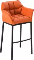Clp Damaso Barkruk - Vast frame - Kunstleer - Oranje - Zwart