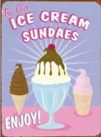 Ice Cream Sundeas met reliëf, wand- reclamebord 30x40cm