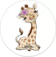 Muurcirkel kids giraffe meisje 100 cm / Dibond