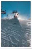 JUNIQE - Poster Let's Go Skiing -40x60 /Blauw & Grijs