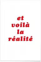 JUNIQE - Poster Realite No. 3 -30x45 /Rood & Wit