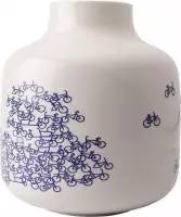 Vaas - Delfts blauw - fietsdecoratie - bloemenvaas - witte vaas - Hollands - Holland souvenir - Hollandse cadeautjes - Moeder cadeau - Moederdag cadeau