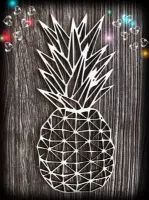 Muur- wanddecoratie Ananas L / schilderij / hout / geometrisch / fruit