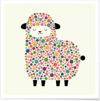 JUNIQE - Poster Bubble Sheep -20x20 /Kleurrijk