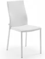 Kave Home - Abelle stoel in leer en wit staal