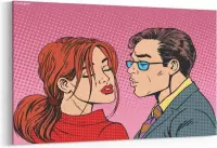 Schilderij - Man woman kiss love — 100x70 cm