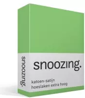 Snoozing - Katoen-satijn - Hoeslaken - Extra Hoog - Tweepersoons - 120x200 cm - Lime