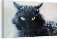 Schilderij - Sneeuw bedekte kat — 100x70 cm