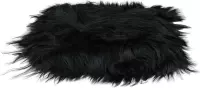 Stoelpad langharige schapenvacht zwart - stoelkussen zwart - klein schapenvachtje