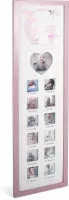 Roze Baby Fotolijst 13x van hout – 23x2x77cm – baby – meisjes - collage - roze - 13 foto's - Multi-fotolijst – kinderkamer - Decoratie – Woonaccessoires