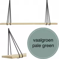 Leren split-plankdragers - Handles and more® - 100% leer - VAALGROEN - set van 2 / excl. plank (leren plankdragers - plankdragers banden - leren plank banden)