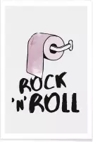 JUNIQE - Poster Rock 'n' Roll -30x45 /Roze & Wit
