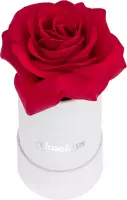 Relaxdays flowerbox - rozenbox - rond - wit - 1 roos in box - kunstbloem - decoratie - rood