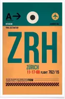 JUNIQE - Poster Zurich -40x60 /Groen & Oranje