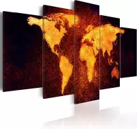 Schilderijen Op Canvas - Schilderij - Kaart van de Wereld - Hete lava 100x50 - Artgeist Schilderij