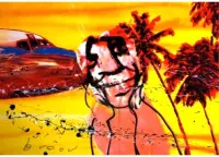 Herman Brood - Kid Creole E.A. (vliegtuig) - Zeefdruk in passe-partout