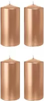4x Rosegouden cilinderkaarsen/stompkaarsen 6 x 12 cm 40 branduren - Geurloze rosegoudkleurige kaarsen - Woondecoraties