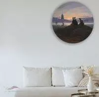 Maanopkomst boven de zee door Caspar David Friedrich als muurcirkel op aluminium dibond® voor thuis. ⌀ 100 cm