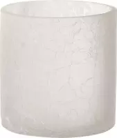 J-Line Windlicht Cilinder Craquele Glas Frosted Wit Medium