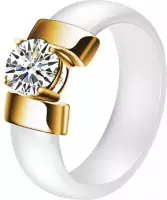 Cilla Jewels dames ring Keramiek Wit met Goudkleurig-17mm