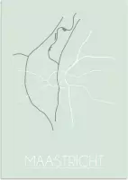 DesignClaud Plattegrond Maastricht Stadskaart poster Wanddecoratie - Pastel groen - A3 + fotolijst wit (29,7x42cm)