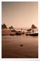 JUNIQE - Poster Surf Boards At The Coast -30x45 /Bruin & Oranje
