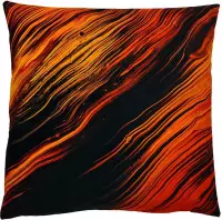 Swan Spring Raw Earth Red Lava Waves | Sierkussenhoes | Oranje | Geel | Zwart | 45 x 45cm
