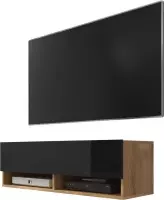 Maison’s Tv meubel – Tv Kast meubel – Tv meubel – Tv Meubels – Tv meubels Hout – Eiken hout  – Bruin – Zwart –Wander – No LED – 100x30x32,5