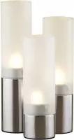 Luxe theelicht / kaarsen houders | Set van 3 roestvrijstalen theelichthouders| Hoogte ca. 15,5, 18 en 20,5 cm | Anti-slip onderkant | sfeerverlichting voor op tafel