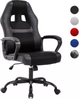 Best Office OC-SV61-Black - Ergonomische gaming stoel, PU-leer bureaustoel, verstelbaar, draaibaar, Zwart