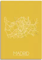 DesignClaud Madrid Plattegrond poster Geel A2 + Fotolijst zwart