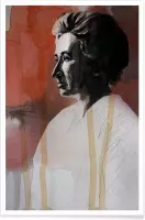 JUNIQE - Poster Rosa Luxemburg - schilderij -13x18 /Grijs & Rood