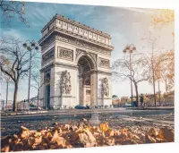 Parijse triomfboog op Place Charles de Gaulle in herfst - Foto op Plexiglas - 60 x 40 cm