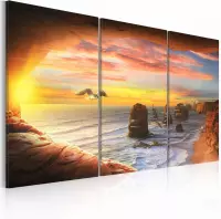 Schilderij - Strand paradijs  , 3 luik