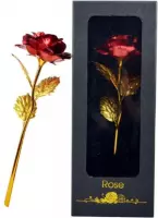 Gouden Roos in Luxe zwarte doos - Rode Roos - Valentijn - Moederdag cadeautje