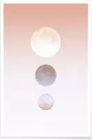 JUNIQE - Poster Moon Triplet -40x60 /Bruin & Oranje