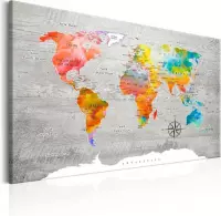 Schilderij - Wereldkaart , Multigekleurde landen