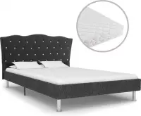 Bed met matras stof donkergrijs 120x200 cm