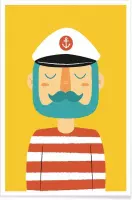 JUNIQE - Poster Ahoy Sailor -20x30 /Geel & Rood