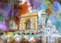 Slimbuy CityArt schilderij Parijs glashelder perspex 70x98cm incl. luxe ophangsysteem