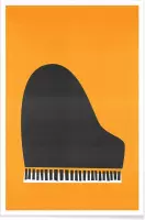 JUNIQE - Poster Grand Piano -13x18 /Grijs & Oranje