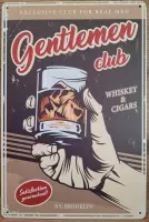Gentlmen Club Whiskey Reclamebord van metaal METALEN-WANDBORD - MUURPLAAT - VINTAGE - RETRO - HORECA- BORD-WANDDECORATIE -TEKSTBORD - DECORATIEBORD - RECLAMEPLAAT - WANDPLAAT - NOS