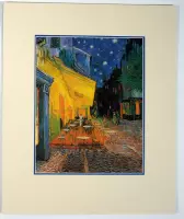Poster in dubbel passe-partout - Vincent van Gogh - Café la Nuit/Caféterras bij nacht - Kunst  - 50 x 60 cm
