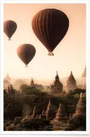 JUNIQE - Poster Hot Air Balloons in Bagan -20x30 /Oranje