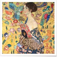 JUNIQE - Poster Klimt - Lady with Fan -20x20 /Kleurrijk