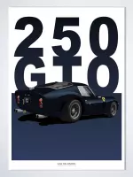Ferrari 250 GTO Zwart op Poster - 50 x 70cm - Auto Poster Kinderkamer / Slaapkamer / Kantoor